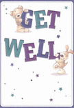 Overflowing with cheer and gentle optimism, this illustrated get well card feels as welcoming as a warm greeting in Stamford Hill. Two delightful characters-a cuddly teddy bear and an energetic puppy-appear to lift and balance the vibrant, oversized letters of 'Get Well,' their joyful movement inviting a smile. The text, painted in rich shades of indigo and teal, stands boldly against a soft cream background, bringing immediate brightness much as a vibrant floral arrangement might enliven a home off Manor Road. Around the pair, a flurry of blue and purple stars glimmers, infusing the card with an air of hope and possibility. The illustrated fur is so soft and inviting you can almost sense its comfort-akin to the soothing touch of a plush throw or a fresh bouquet by your bedside during recovery. This card is more than just a message; it is a visual balm, perfect for sending heartfelt encouragement and kindness to someone in need of a little extra care near Stamford Hill or tucked away in a favourite café along Stoke Newington Church Street.